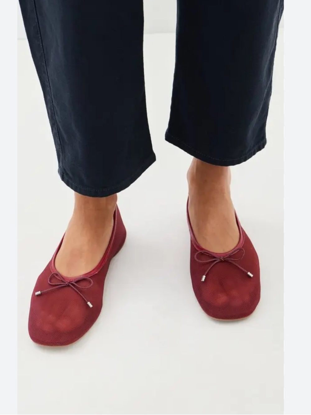 Zara Red Ballet Flats with Bow EUC